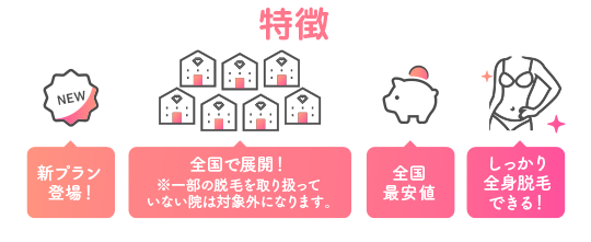 TCB脱毛の特徴:全国最安値でしっかり全身脱毛できる!
