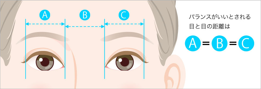 バランスがいいとされる目と目の距離のイラスト
