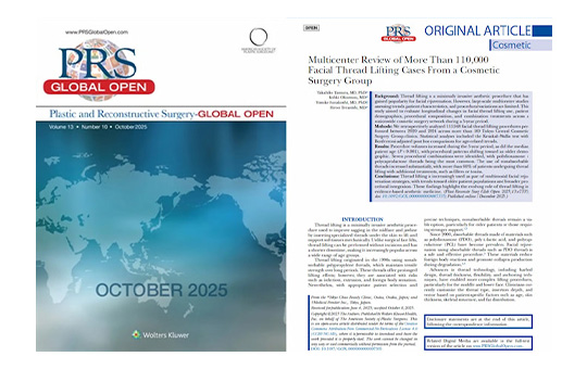【11万件超の症例を解析】スレッドリフト後方視研究が国際美容外科学術誌「PRS Global Open」に掲載