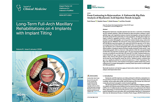 【約30万件の大規模解析】日本におけるヒアルロン酸注入のトレンドに関する研究が国際誌「Journal of Clinical Medicine」に掲載
