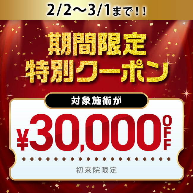 【先着限定】 2/2~3/1限定 30,000円OFFクーポン